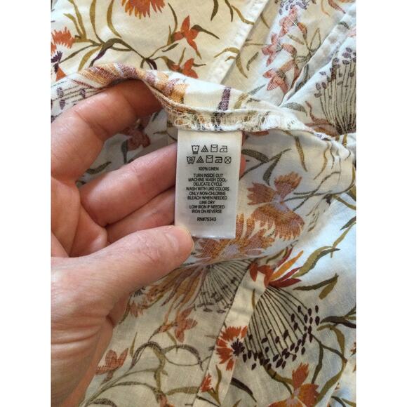 Joie Womens Linen Shift Dress Size Medium White Floral Boho Coastal Beach Boho - Picture 5 of 8